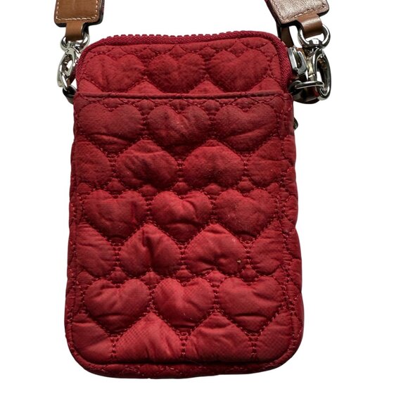 Brighton Quilted Crossbody Mini Bag Adjustable Strap Heart Charm Front Pocket - Picture 6 of 13